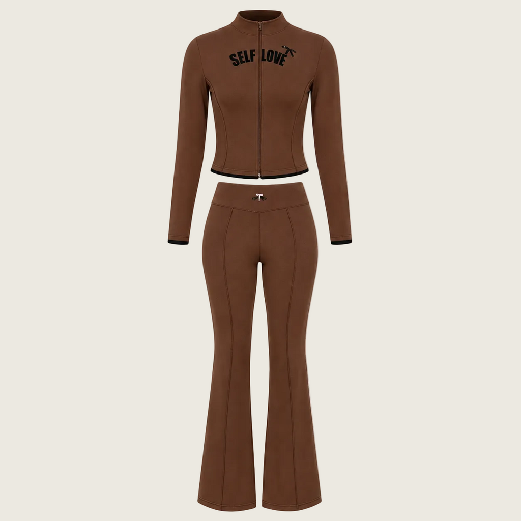 Self Love Brown Flare Tracksuit Set