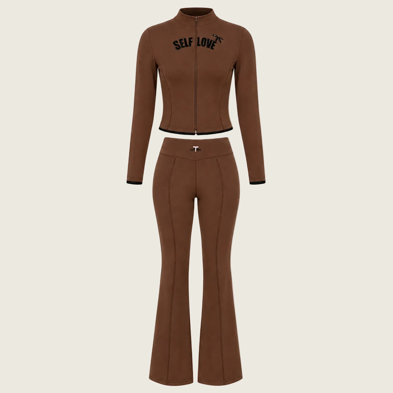 Self Love Brown Flare Tracksuit Set