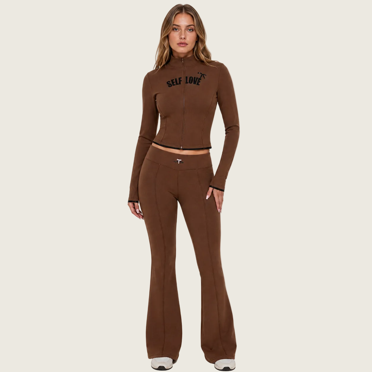 Self Love Brown Flare Tracksuit Set