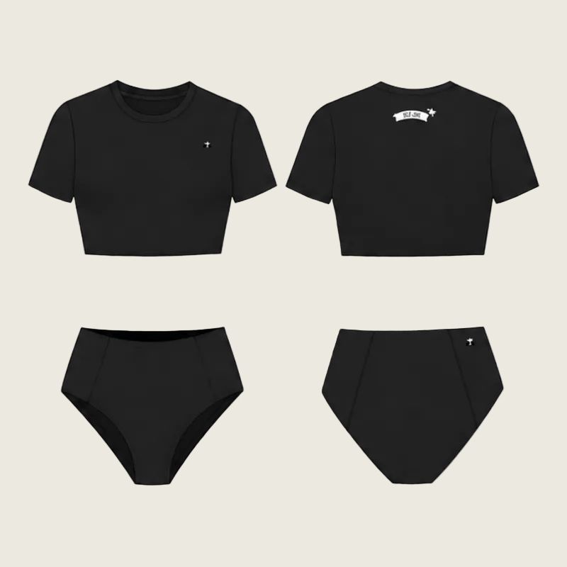 Self Love Crop Lounge Set – Black